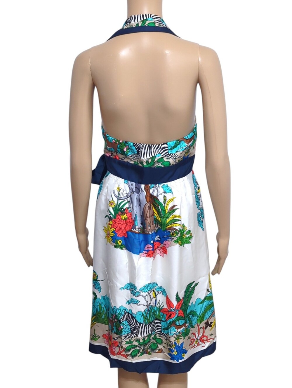 Tibi Silk Tropical Print Wrap Dress Halter Resort Size 4 - Picture 4 of 12
